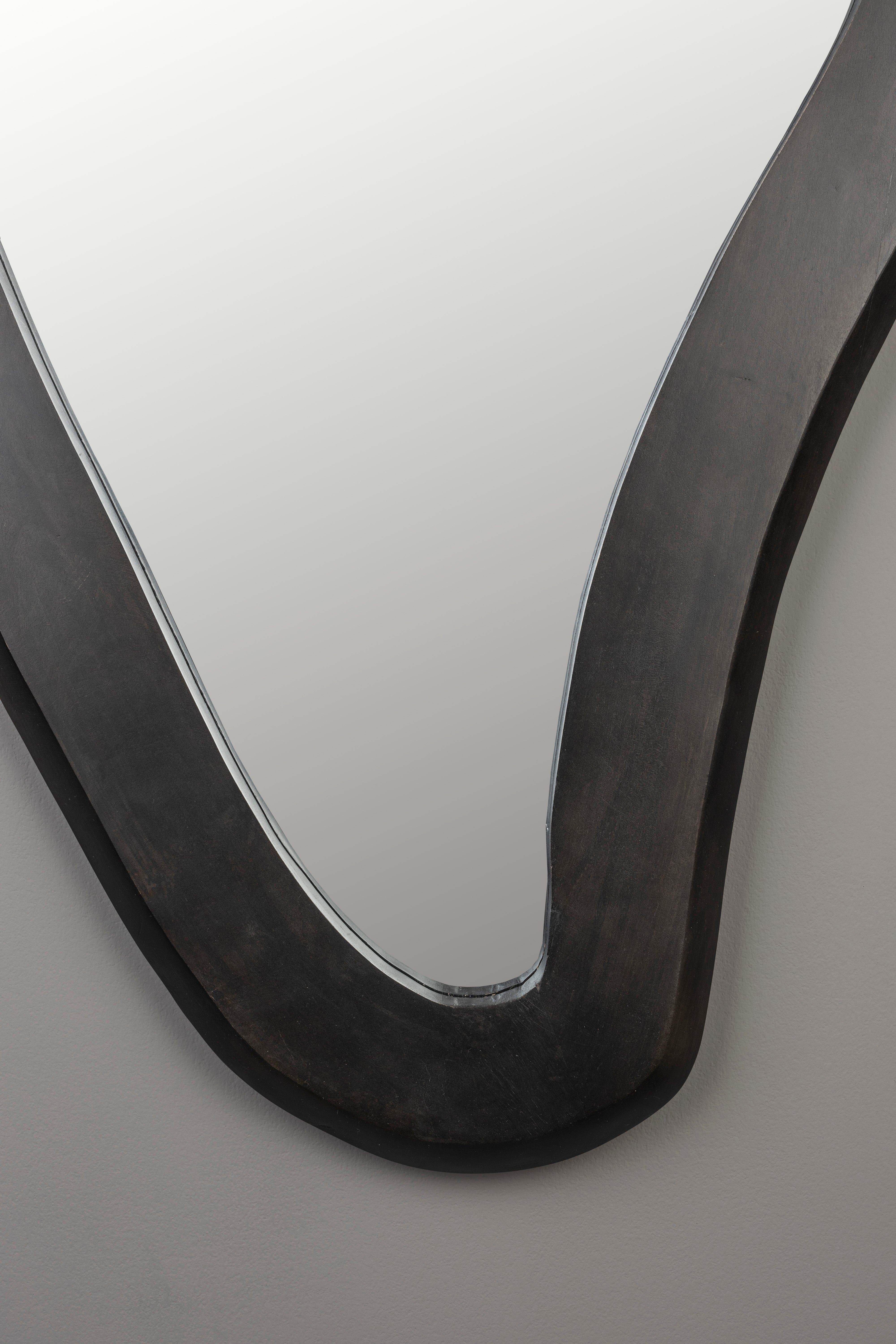 Dutchbone Aren Organic Black Wood Wall Mirror Large